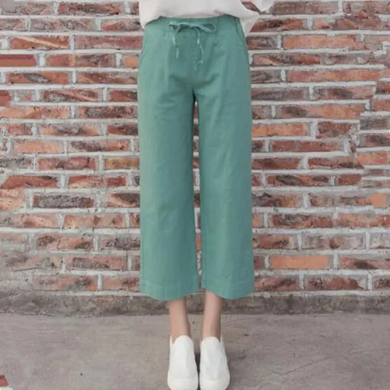 Wide Leg Pants Autumn Summer Cotton Linen Ankle-Length Pants 2023 New Casual Solid Trousers Elastic Waist Loose Trousers
Wide Leg Pants Autumn Summer Cotton Linen Ankle-Length Pants 2023 New Casual Solid Trousers Elastic Waist Loose Trousers