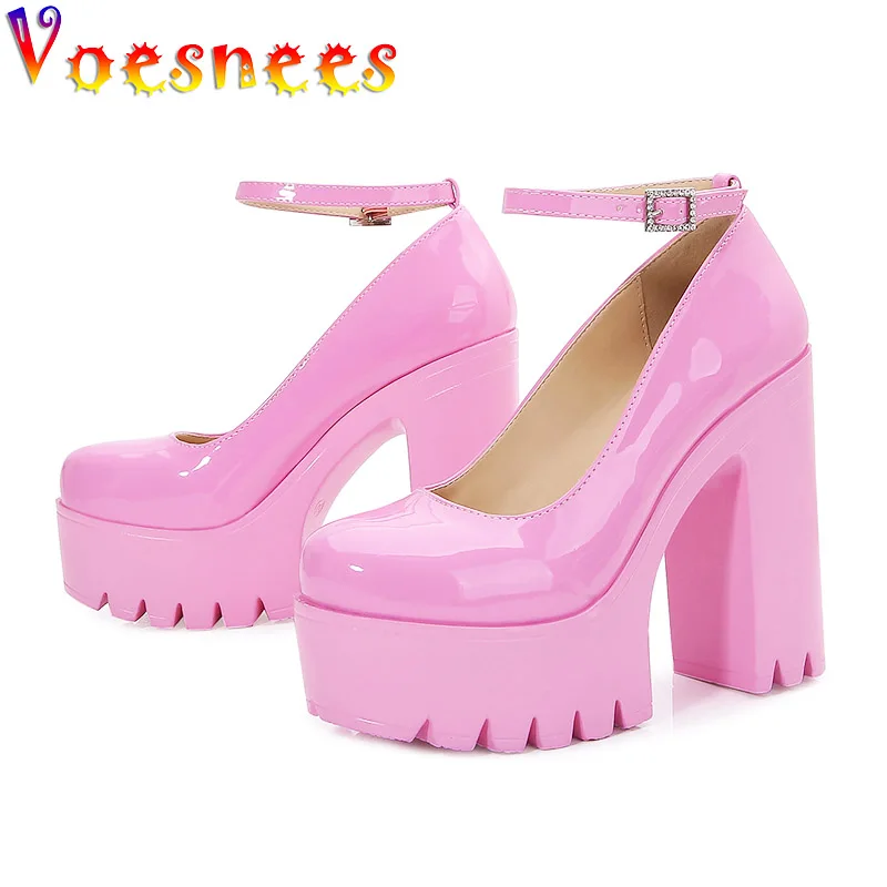 Voesnees New Mary Janes Shoe Pink Round Head Thick Heel Platform Women Pumps High Heels Fashion Ankle Buckle Strap Single Shoes
Voesnees New Mary Janes Shoe Pink Round Head Thick Heel Platform Women Pumps High Heels Fashion Ankle Buckle Strap Single Shoes