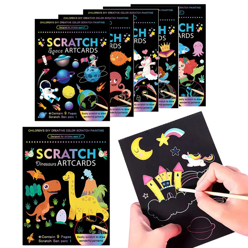 Magic Rainbow Color Scratch Art Painting Paper Card Kit Cartoon Dinosaur Drawing Board Kids DIY Educational Toys Montessori Toys
Magic Rainbow Color Scratch Art Painting Paper Card Kit Cartoon Dinosaur Drawing Board Kids DIY Educational Toys Montessori Toys