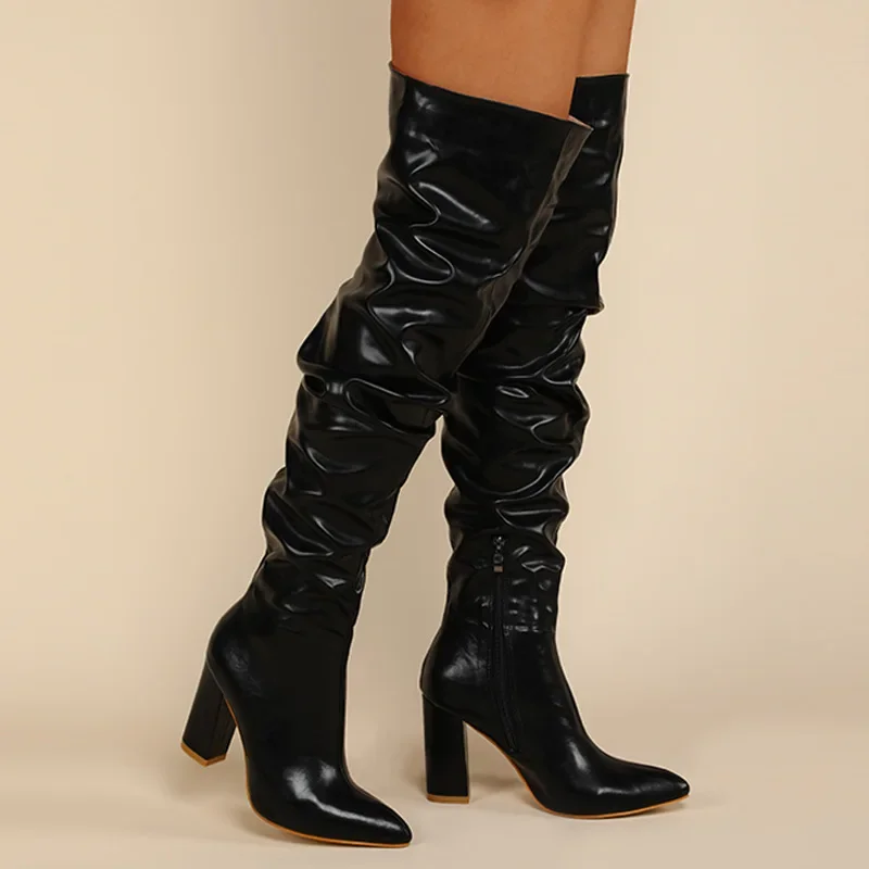 2023 New Women Over-the-Knee Boots Punk Square High Heel Winter Zipper Shoes Pleated Pointed Toe Solid Color Lady Long Booties
2023 New Women Over-the-Knee Boots Punk Square High Heel Winter Zipper Shoes Pleated Pointed Toe Solid Color Lady Long Booties