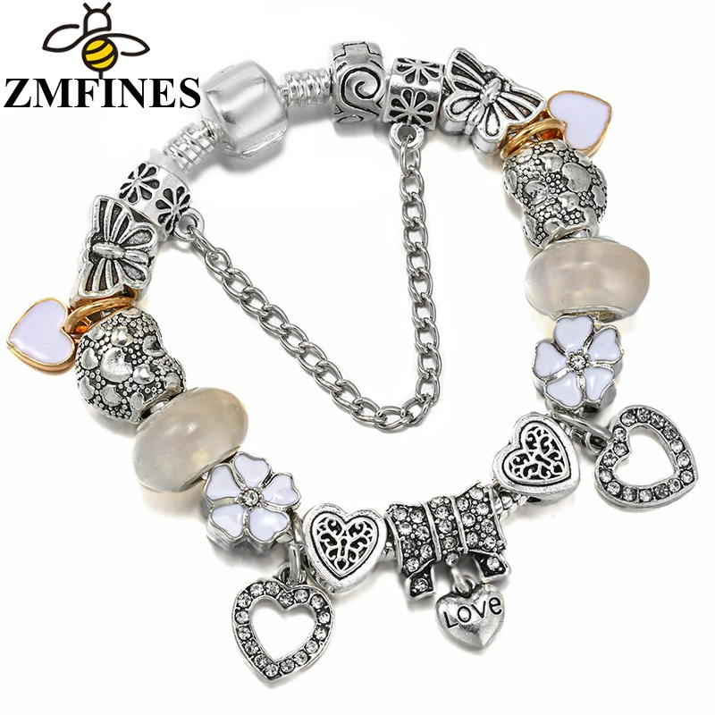 Retro Silver Charms Bracelets For Women With Snake Chain LOVE Heart Shape Crystal DIY Charms Beads Pendants Jewelry Wholesale
Retro Silver Charms Bracelets For Women With Snake Chain LOVE Heart Shape Crystal DIY Charms Beads Pendants Jewelry Wholesale