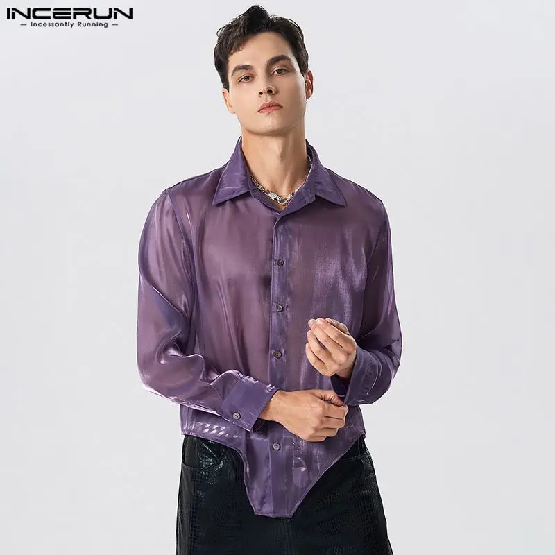 INCERUN Men Shirt Mesh Transparent Shiny Lapel Long Sleeve 2023 Irregular Shirts Streetwear Fashion Party Men Clothing S-5XL
INCERUN Men Shirt Mesh Transparent Shiny Lapel Long Sleeve 2023 Irregular Shirts Streetwear Fashion Party Men Clothing S-5XL