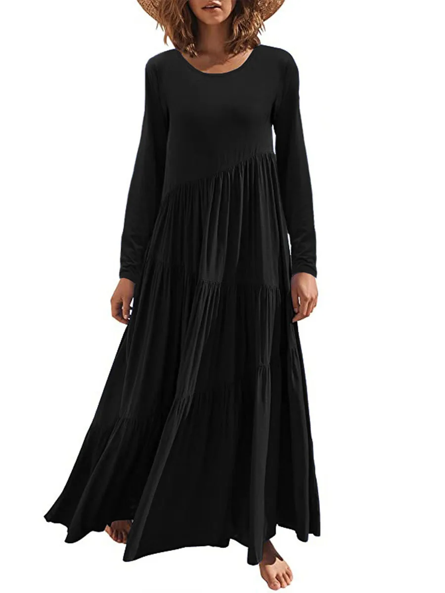 Женский Повседневный длинный пляжный сарафан, свободное однотонное платье А-силуэта с круглым вырезом и длинным рукавом, в несколько рядов
Женский Повседневный длинный пляжный сарафан, свободное однотонное платье А-силуэта с круглым вырезом и длинным рукавом, в несколько рядов