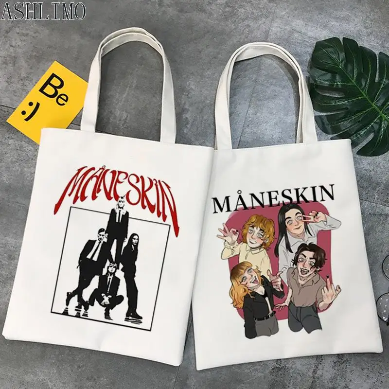 

Women Shopper Bag Maneskin Damiano David Mouth Shopping Bags Tote Bag Handbags Shoulder Bag Cotton Canvas Bag Beach Bag Fashion