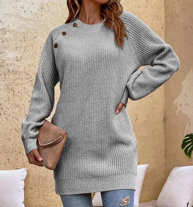

Fashion Women Sweaters 2023 Autumn Winter New Lantern Sleeve Long Sleeve Sweater Pullovers Basics Loose Warm Jumper Clothing