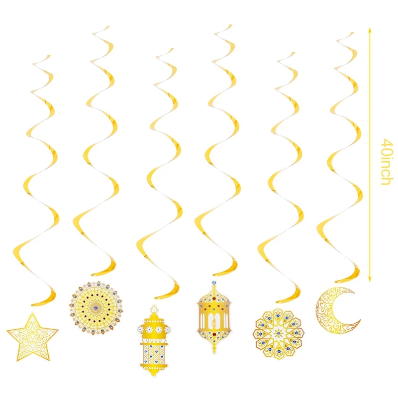 6pcs Eid Mubarak Spiral Banner Islamic Muslim Gold Swirl Eid Pendant Bunting Hajj Mubarak Festival Party Ramadan Home Decoration
6pcs Eid Mubarak Spiral Banner Islamic Muslim Gold Swirl Eid Pendant Bunting Hajj Mubarak Festival Party Ramadan Home Decoration