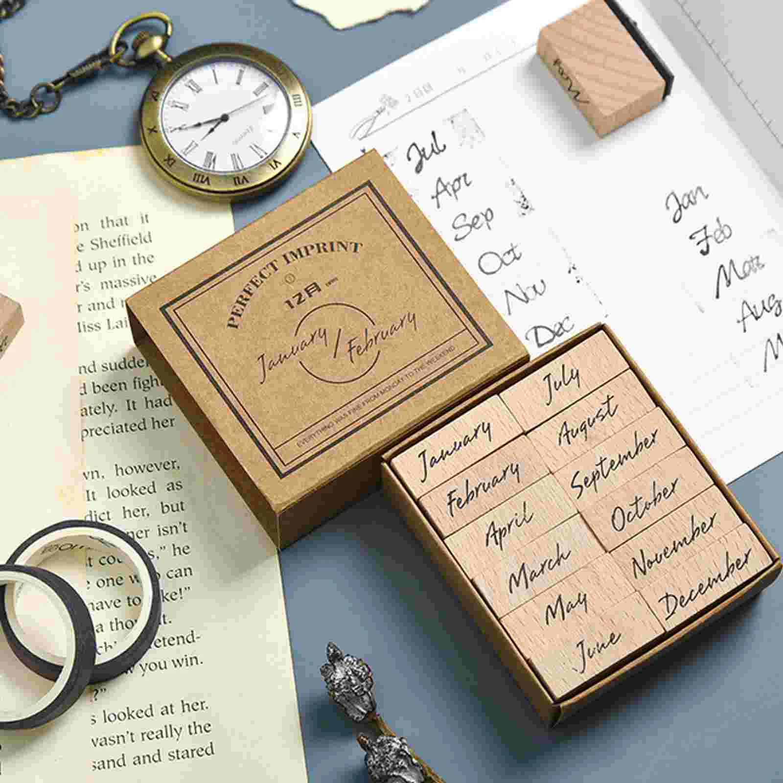 

1 Set Month Stamp DIY Wooden Rubber Stamps Scrapbooking Stationery Stamper