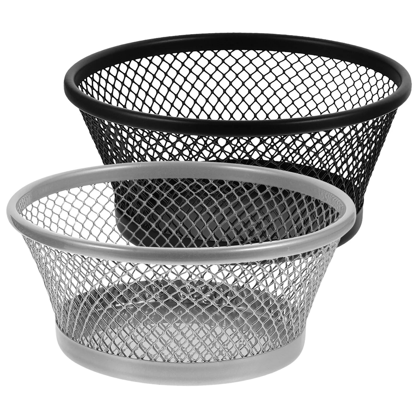 

2 Pcs Black Binders Desktop Mesh Holders Finishing Basket Office Small Items Paper Metal Clips Study Containers