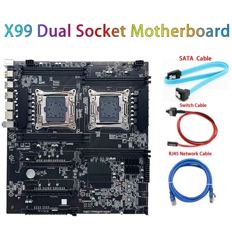 X99 материнская плата с двойным разъемом для компьютера с кабелем SATA + кабель переключателя + сетевой кабель RJ45
X99 материнская плата с двойным разъемом для компьютера с кабелем SATA + кабель переключателя + сетевой кабель RJ45