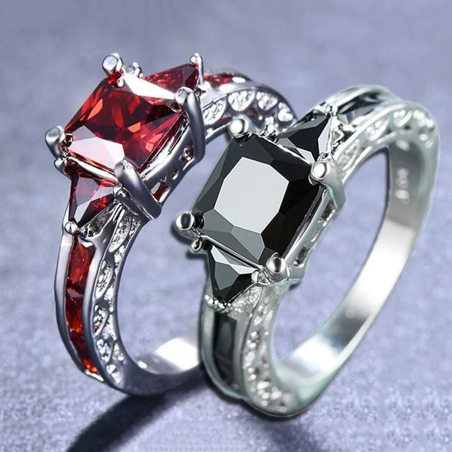 Trendy Square Zircon Wedding Rings For Women Romantic Black Red Engagement Girlfriend Female Metal Finger Ring Jewelry Gift
Trendy Square Zircon Wedding Rings For Women Romantic Black Red Engagement Girlfriend Female Metal Finger Ring Jewelry Gift