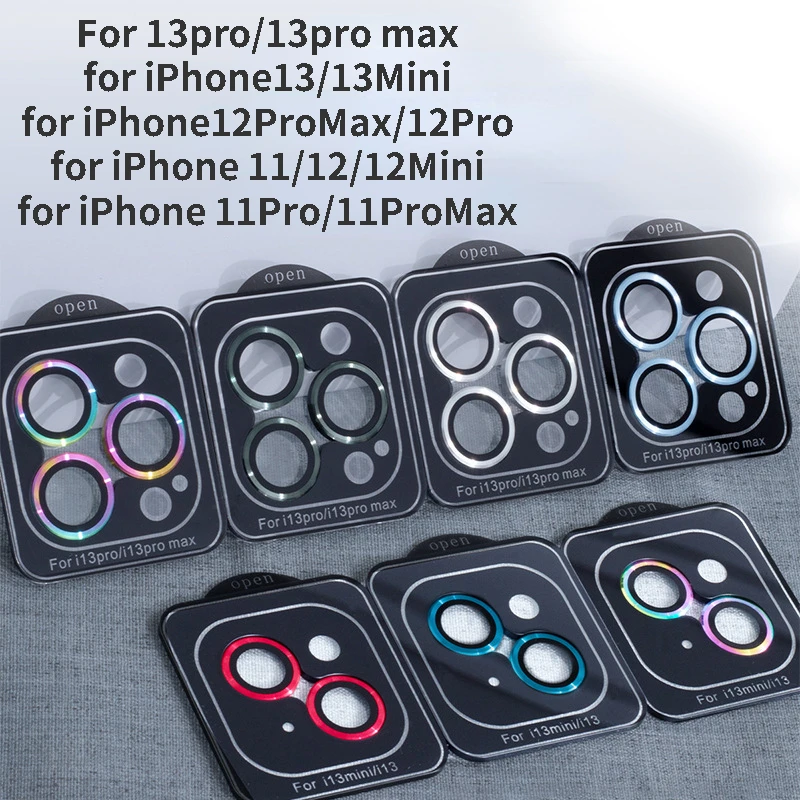 

1PC color For iPhone 13 12 Pro Max Camera Lens Protectors Camera Metal Ring Glass for iPhone 12 13pro max 13mini Protective Cap