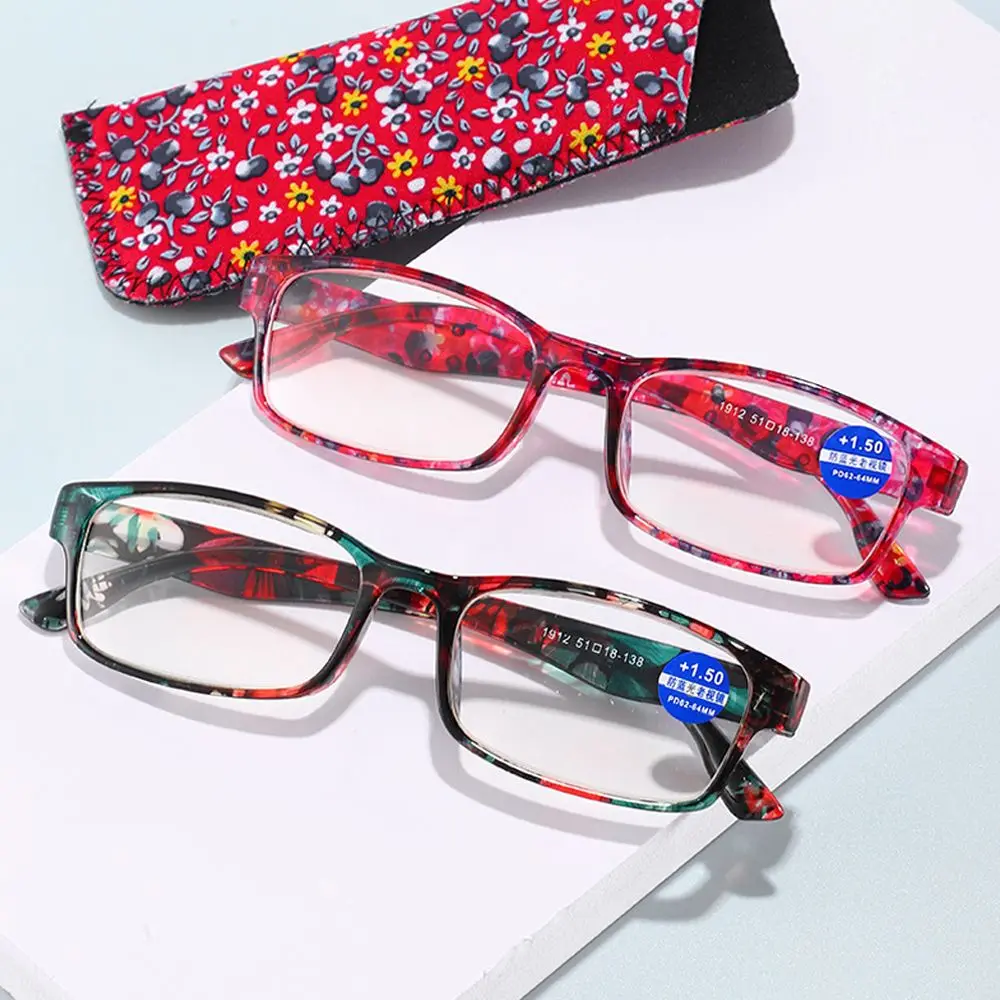 Fashion Anti Blue Light Reading Glasses Floral Printed Rectangle Men Women Presbyopic Eyeglasses Blocking Glasses With Pouch
Fashion Anti Blue Light Reading Glasses Floral Printed Rectangle Men Women Presbyopic Eyeglasses Blocking Glasses With Pouch