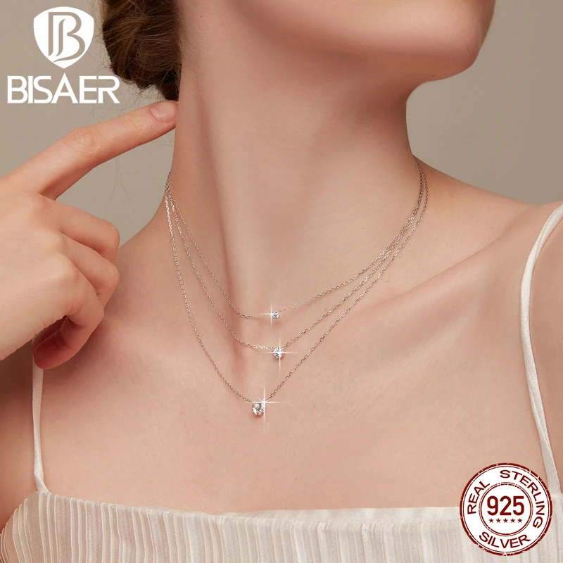 BISAER 925 Sterling Silver Necklace Geometric Cut Sparkling Zircon Neck Chains Plated Platinum For Women Wedding Fine Jewelry
BISAER 925 Sterling Silver Necklace Geometric Cut Sparkling Zircon Neck Chains Plated Platinum For Women Wedding Fine Jewelry