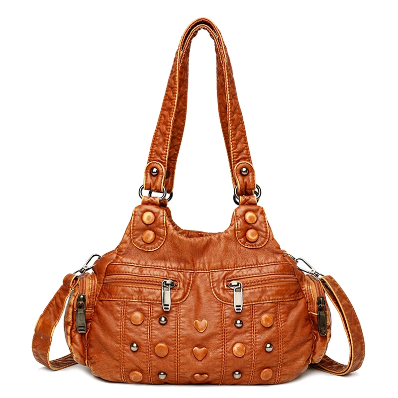 New High Quality Leather Women Shoulder Bags 2022 Fashion Design Button Rivet Messenger Bag Retro Handbag Women Travel Tote Bags
New High Quality Leather Women Shoulder Bags 2022 Fashion Design Button Rivet Messenger Bag Retro Handbag Women Travel Tote Bags