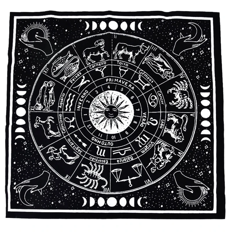 

Бархатная Таро-карта для богини 19x19in три фазы Луны, скатерть для гадания, алтарная ткань, настольная игра, Астрология для