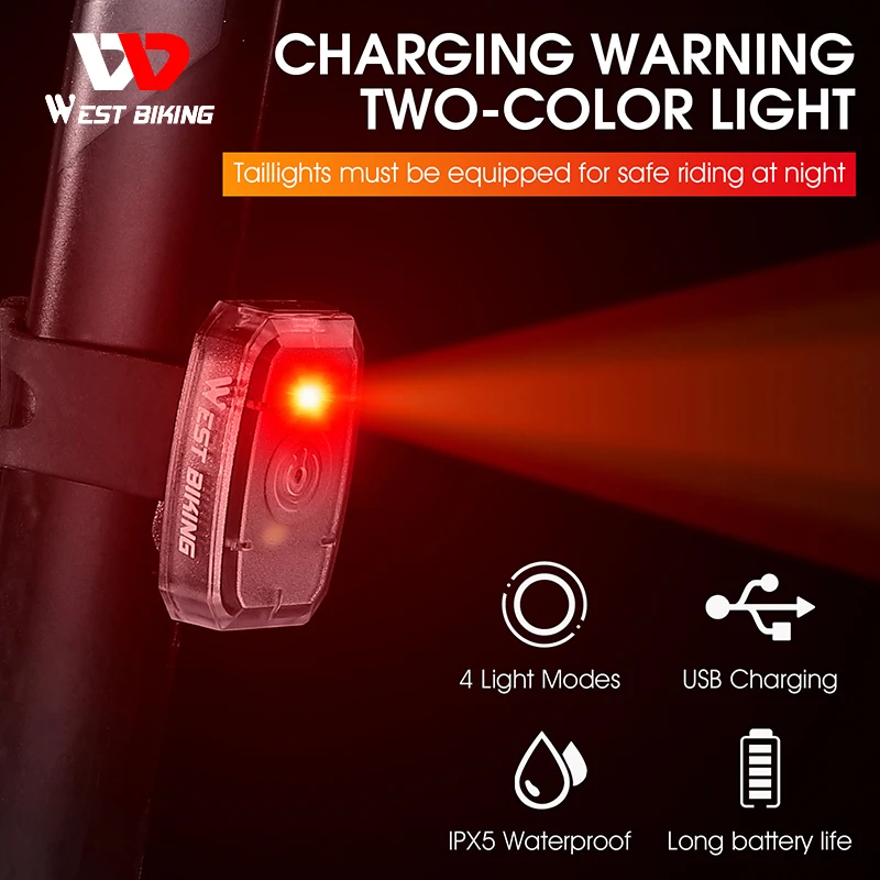 WEST BIKING Waterproof Bicycle Rear Light USB Rechargeable Bike LED Taillight Safety Warning Helmet Bag Lamp Cycling Accessories
WEST BIKING Waterproof Bicycle Rear Light USB Rechargeable Bike LED Taillight Safety Warning Helmet Bag Lamp Cycling Accessories