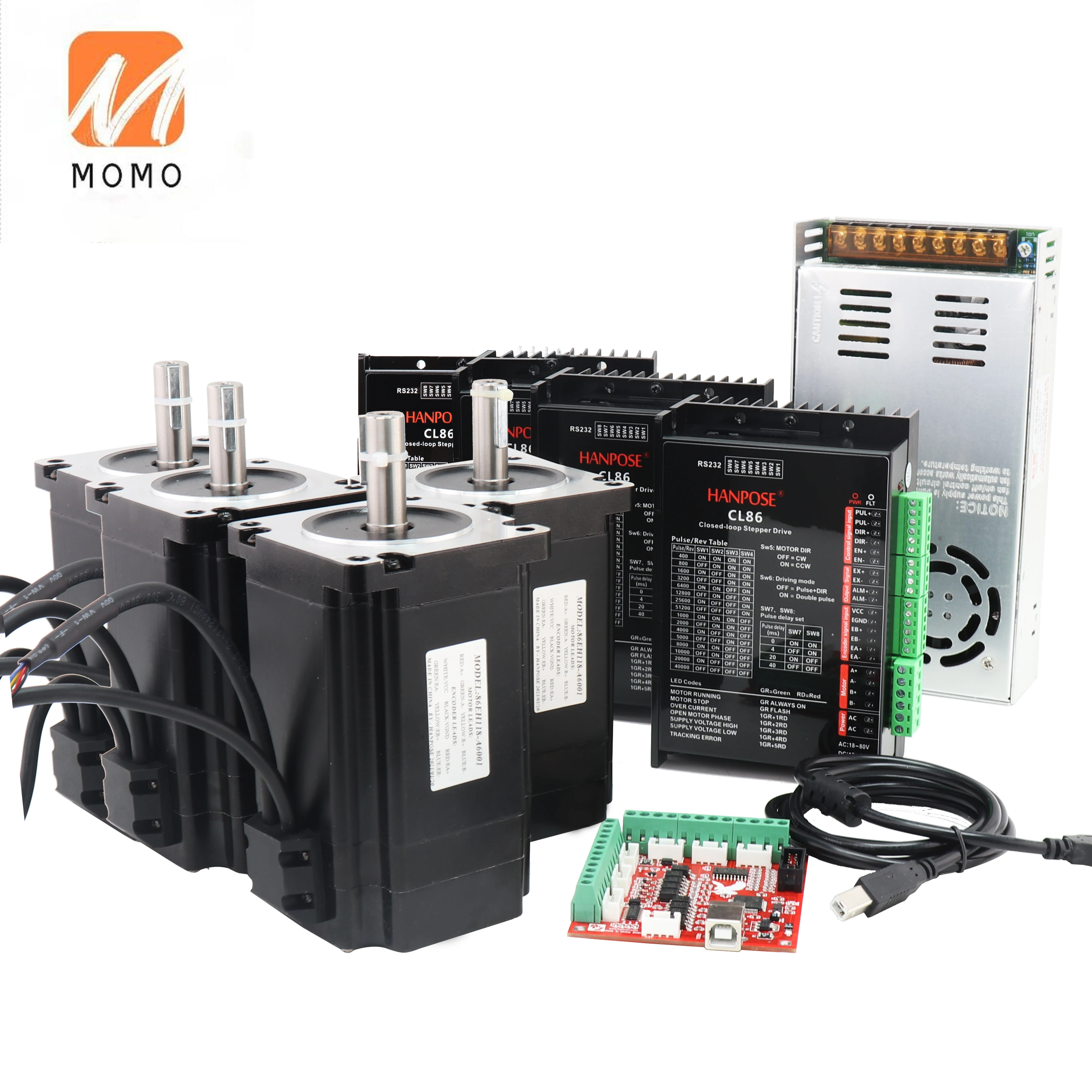 stepper motor kit 86EH118A6001 8.0nm closed loop stepper motor 4Axis CNC kit with driver CL86 and software adapter board
stepper motor kit 86EH118A6001 8.0nm closed loop stepper motor 4Axis CNC kit with driver CL86 and software adapter board
