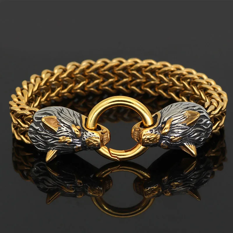 Vintage Men's Stainless Steel Viking Wolf Bracelet Punk Hiphop Gold Color Wolves Head Bangle Nordic Biker Bracelets Jewelry
Vintage Men's Stainless Steel Viking Wolf Bracelet Punk Hiphop Gold Color Wolves Head Bangle Nordic Biker Bracelets Jewelry