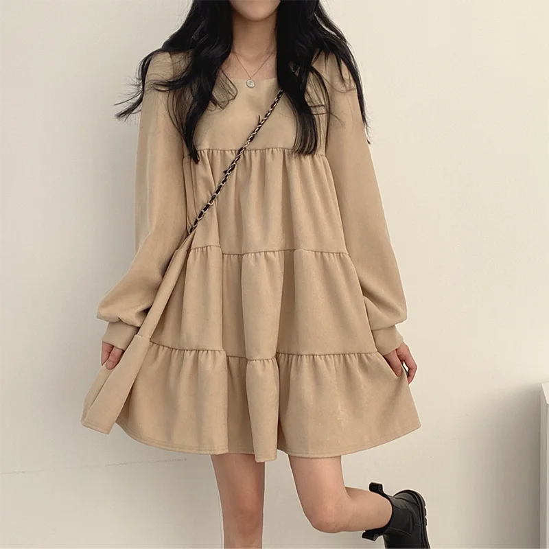 Корейское платье, зимние короткие платья, милая одежда мини с длинным рукавом в стиле "Лолита", платье в Корейском стиле, Женская Осенняя мод... 
Корейское платье, зимние короткие платья, милая одежда мини с длинным рукавом в стиле "Лолита", платье в Корейском стиле, Женская Осенняя мод...