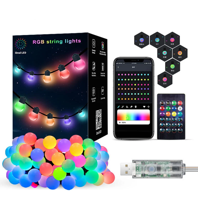 Декоративная гирлянда для двора, светодиодная RGB-гирлянда с дистанционным управлением через приложение
Декоративная гирлянда для двора, светодиодная RGB-гирлянда с дистанционным управлением через приложение