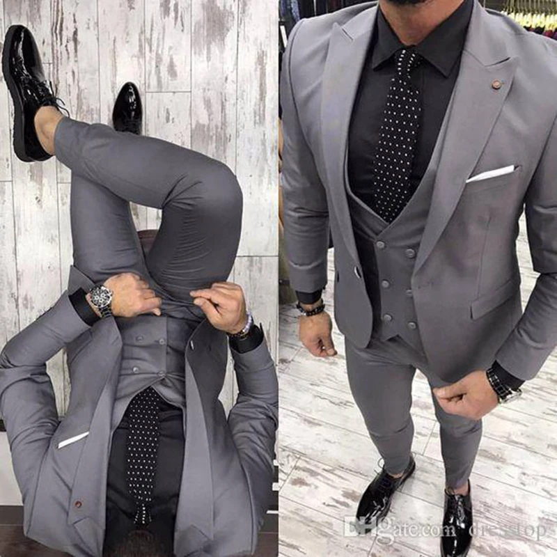 Grey Men Suits for Wedding Lapel Gentle Groom Wear Slim Fit Groomsmen Wedding Tuxedos 3 Piece Jacket Pants Vest Best Man Blazer
Grey Men Suits for Wedding Lapel Gentle Groom Wear Slim Fit Groomsmen Wedding Tuxedos 3 Piece Jacket Pants Vest Best Man Blazer