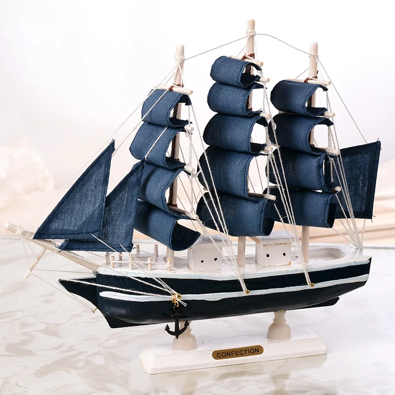 

Mediterranean Wooden Home Carved Decoration Pirate Boat Sailing Gift Nautical Figurines Style Model Ship Handmade Ship New Model