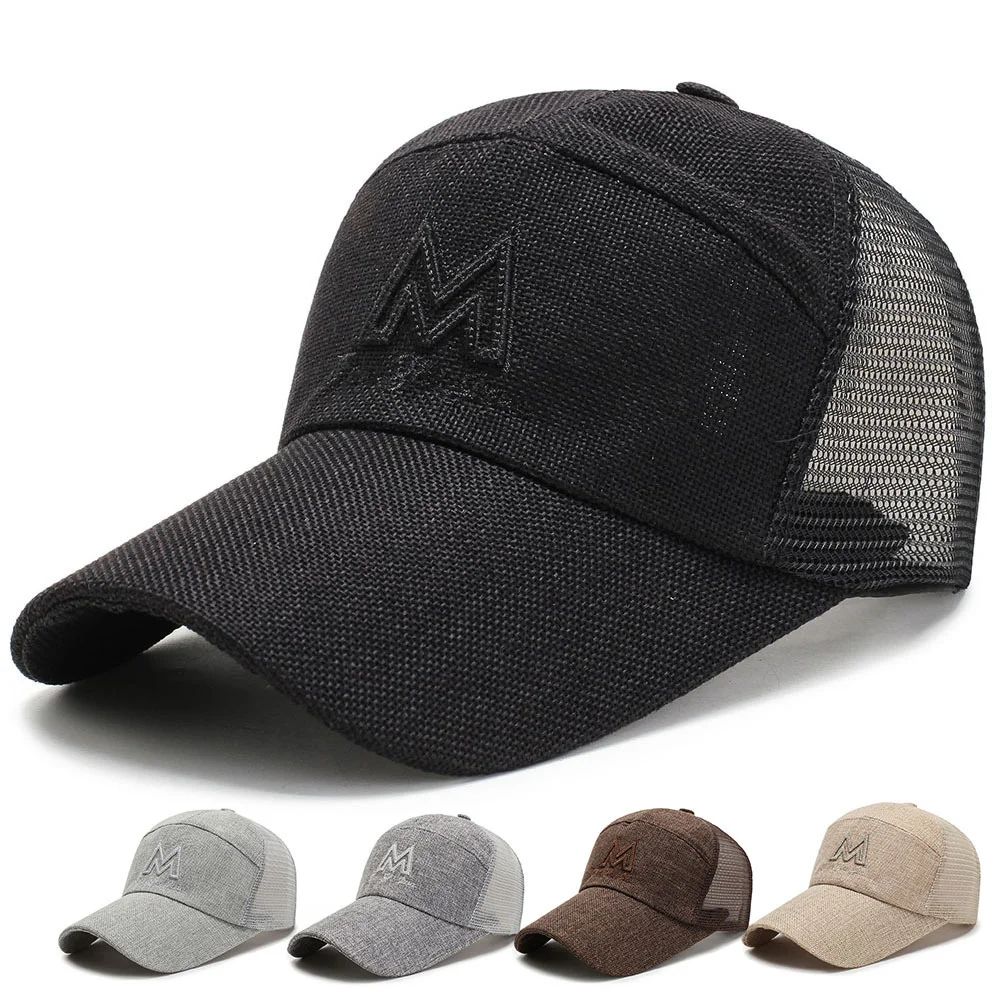 

3.94 Inches Extra Long Brim Trendy Embroidered Baseball Cap Unisex Mesh Hat Breathable Dad Hat Trucker Hat Daily Athletic Cap