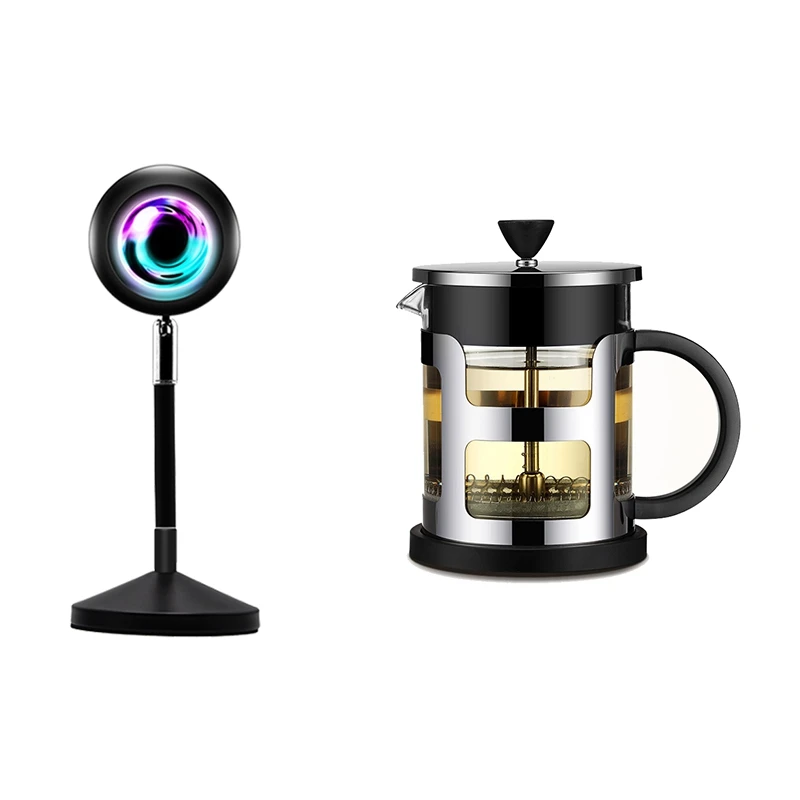 Sunset Lamp Projector Rainbow Projection Lamp LED Night Light With 1L French Press Stainless Steel Coffee Pot
Sunset Lamp Projector Rainbow Projection Lamp LED Night Light With 1L French Press Stainless Steel Coffee Pot
