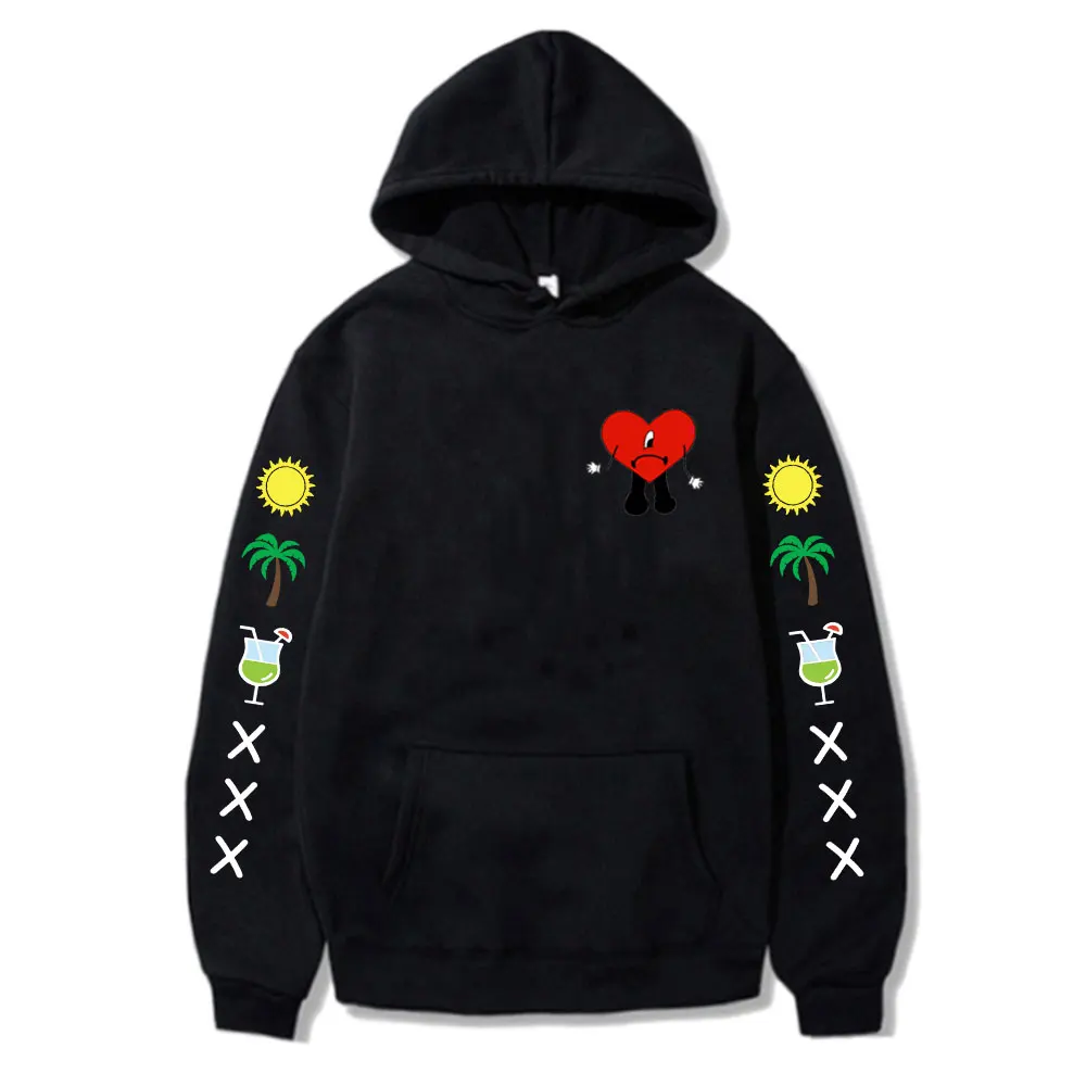 

Hot Sale Winter Warm Hoodie Bad Bunny Graphic Print Hip Hop Streetwear Korea Kpop Fashion Men Harajuku Long Sleeve Dropshipping