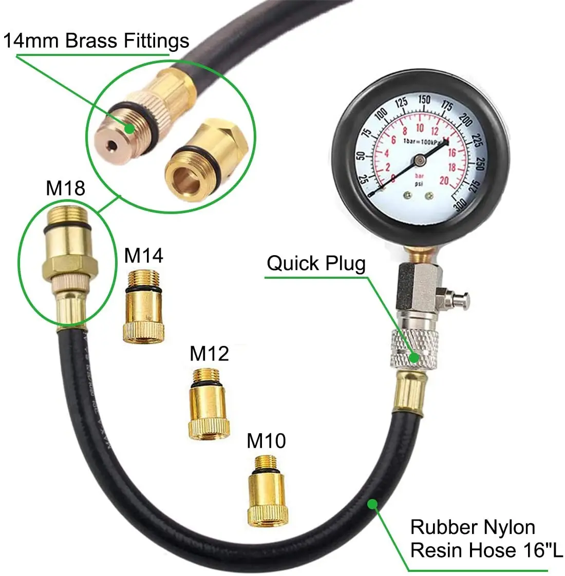 ship ru Gasoline Engine Compression Tester Auto Petrol Gas Cylinder Automobile Pressure Gauge Automotive Test Kit |