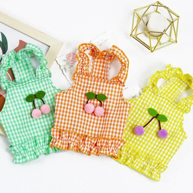 Plaid Dress Dog Clothes Cherry Suspenders Skirt Pet Clothing Dogs Small Costume French Bulldog Summer Green Girl Collar Perro
Plaid Dress Dog Clothes Cherry Suspenders Skirt Pet Clothing Dogs Small Costume French Bulldog Summer Green Girl Collar Perro