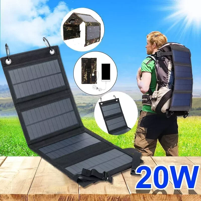 NEW 20W Portable Solar Panel 5V Folding Solar Cell Foldable Waterproof USB Port Charger Mobile Bank for Phone Battery Outdoor
NEW 20W Portable Solar Panel 5V Folding Solar Cell Foldable Waterproof USB Port Charger Mobile Bank for Phone Battery Outdoor
