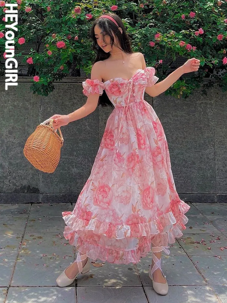 HEYounGIRL Dresses Party Prom French Style Floral Print Puff Sleeve Summer Sweet Dress Elegant Lady Chic Holiday Outfits Korean
HEYounGIRL Dresses Party Prom French Style Floral Print Puff Sleeve Summer Sweet Dress Elegant Lady Chic Holiday Outfits Korean