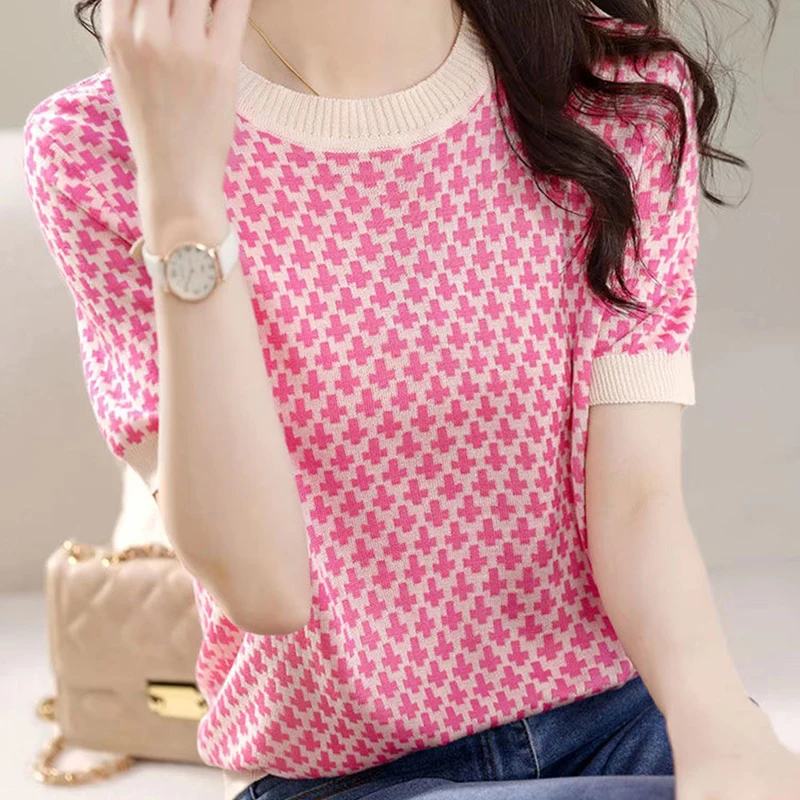 Korean Fashion Womens Clothing 2023 Summer Knitted Top Short Sleeve Tshirts Women O Neck T Shirt Female Pullover Tee Shirt Femme
Korean Fashion Womens Clothing 2023 Summer Knitted Top Short Sleeve Tshirts Women O Neck T Shirt Female Pullover Tee Shirt Femme