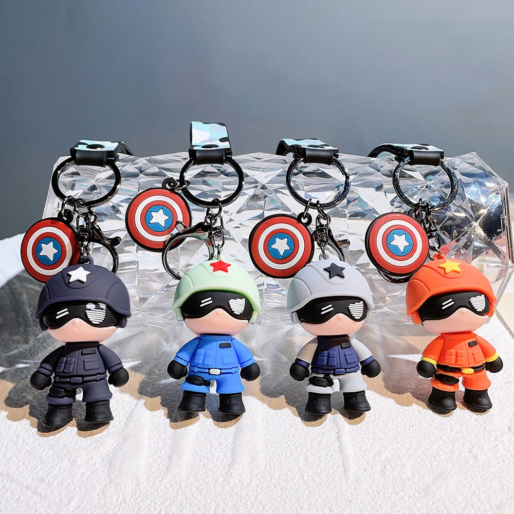 

Marvel Avengers Superhero Captain America Keychain Pvc Soft Silicone Doll Keyring Bag Ornament Car Key Chain Kids Gift