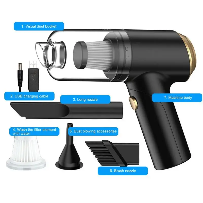 Portable Car Vacuum Cleaner Wireless USB Charging Mini Handheld Dual-purpose Car Vacuum Cleaner 12000pa Strong Suction
Portable Car Vacuum Cleaner Wireless USB Charging Mini Handheld Dual-purpose Car Vacuum Cleaner 12000pa Strong Suction