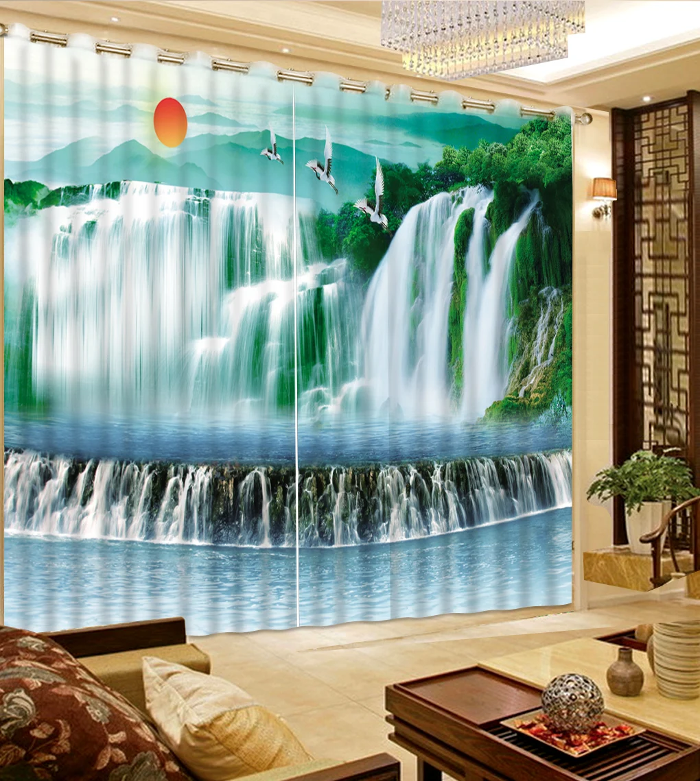 

Большие 3D занавески «Водопад», декоративные занавески для гостиной, спальни, Современные тканевые занавески с фотопечатью