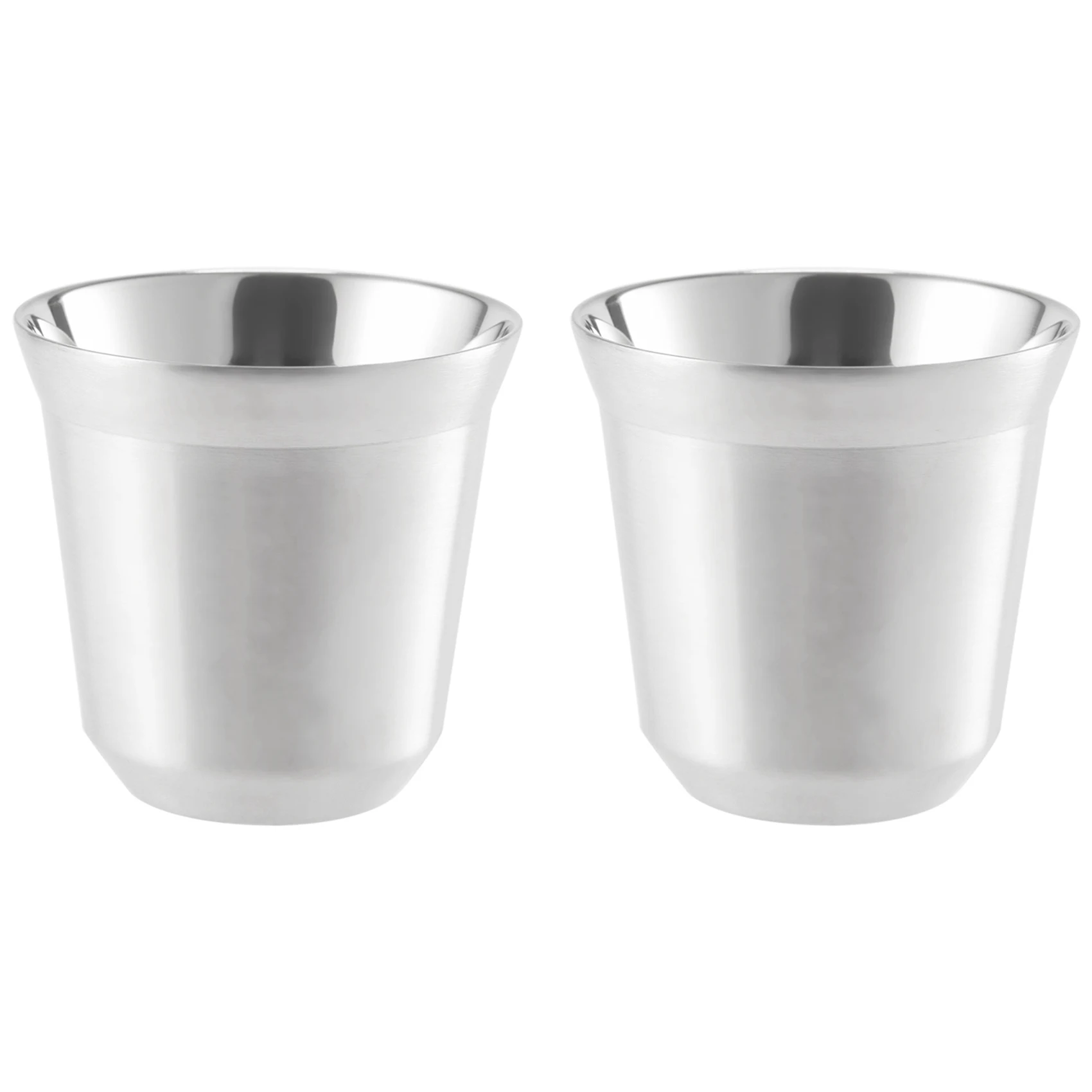 

Steel Espresso Cups Set of 2 Double Wall Insulated Coffee Mugs Tea Cups Easy Clean and Dishwasher Safe (80ML)
