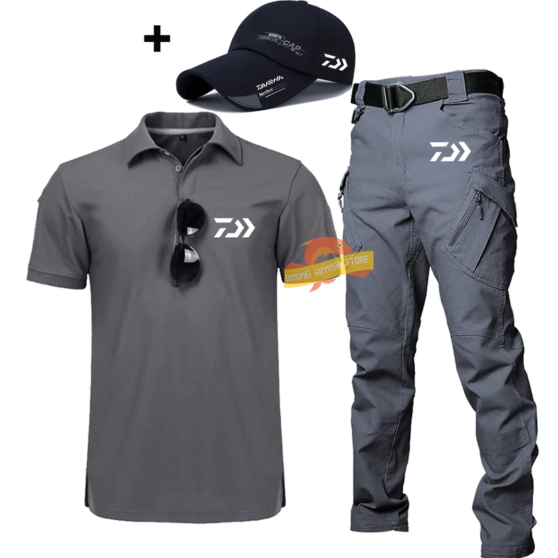 Daiwa for Men Fishing Suits Summer Multi-pocket Tactical Pants Casual Lapel Polo Shirt Outdoor Quick-dry Breathable Fishing Sets 
Daiwa for Men Fishing Suits Summer Multi-pocket Tactical Pants Casual Lapel Polo Shirt Outdoor Quick-dry Breathable Fishing Sets
