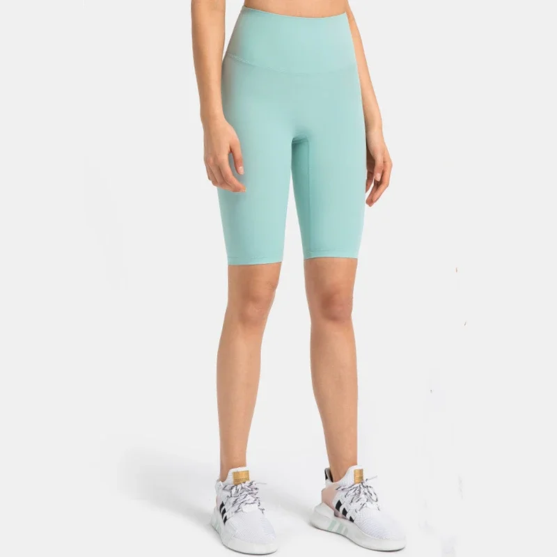 

With Logo Align High-waisted Tight Shorts Women No Awkwardness Line Running Fitness 5 Points Pants High Wais Slimming Yoga Pants