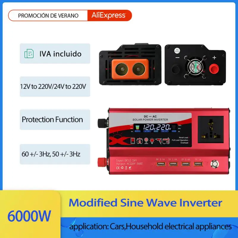 6000W/12000W/20000W Modified Sine Wave Inverter DC 12V/24V Solar Car Inverters With LED Display Voltage Converter Car Adapter
6000W/12000W/20000W Modified Sine Wave Inverter DC 12V/24V Solar Car Inverters With LED Display Voltage Converter Car Adapter