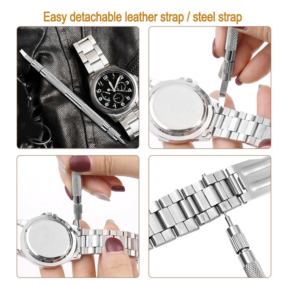 Hand Tool Watch Repair Tool Metal Pin Barrette Removing Silver Steel Strap With 4 Extra Tips 135mm*6mm Universal
Hand Tool Watch Repair Tool Metal Pin Barrette Removing Silver Steel Strap With 4 Extra Tips 135mm*6mm Universal