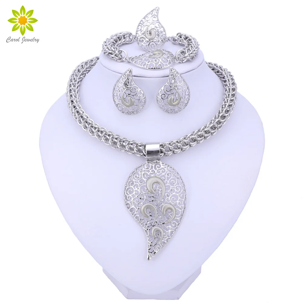 Bridal African Beads Jewelry Sets For Women Silver Color Crystal Necklace Earrings Bracelet Ring Accessories
Bridal African Beads Jewelry Sets For Women Silver Color Crystal Necklace Earrings Bracelet Ring Accessories