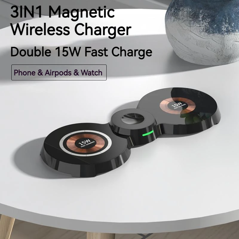 3IN1 Magnetic Wireless Charger Charging Station for Iphone XS XR 12 13 14 Pro Max Apple Watch Airpods Pro Carregadores Sem Fio
3IN1 Magnetic Wireless Charger Charging Station for Iphone XS XR 12 13 14 Pro Max Apple Watch Airpods Pro Carregadores Sem Fio