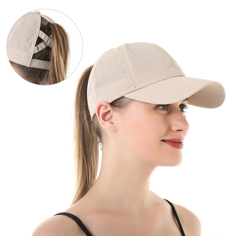 

Women Ponytail Baseball Caps Fashion Lady Criss Cross Messy Bun Snapback Hat Ponycap Trucker Hats Adjustable Outdoor Sports