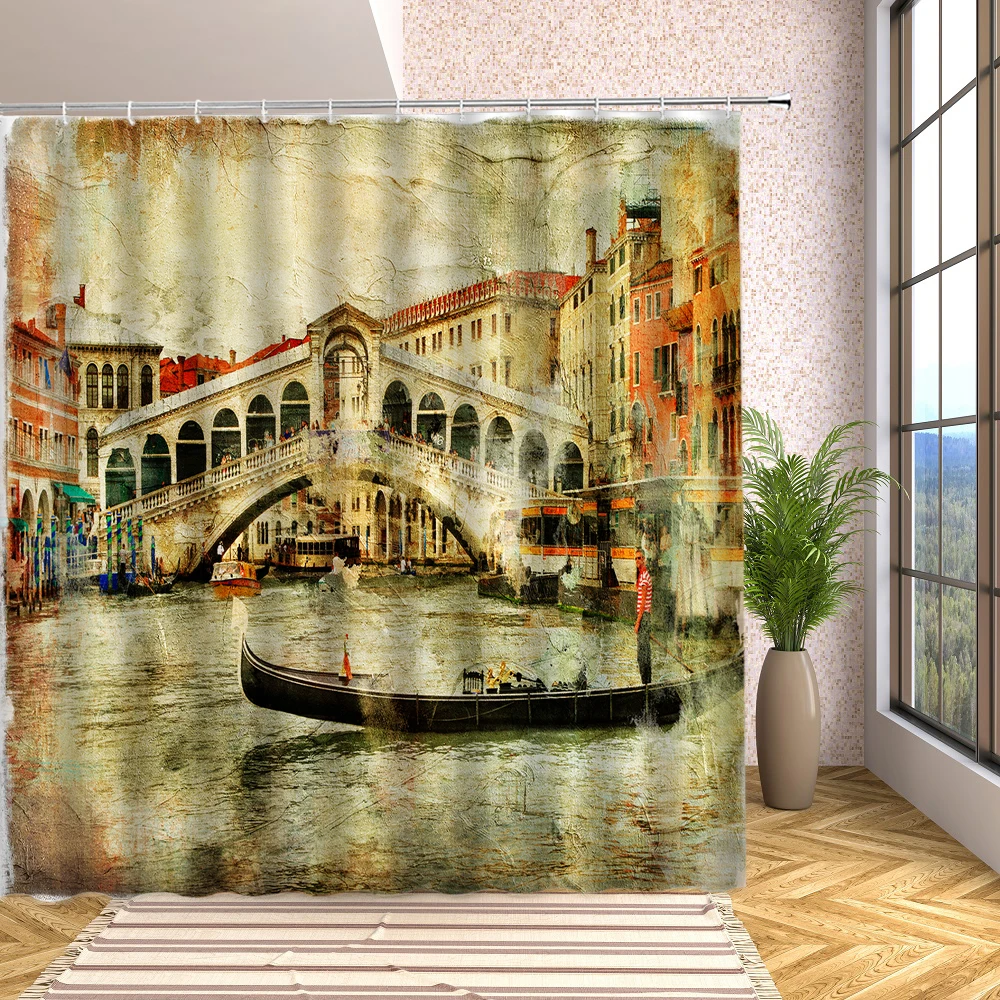 Venice Cityscape Shower Curtain Paris's Oldest Bridge Boat Mill Waterwheel Beautiful Scenery Bathroom Deco with Hook Bath Screen
Venice Cityscape Shower Curtain Paris's Oldest Bridge Boat Mill Waterwheel Beautiful Scenery Bathroom Deco with Hook Bath Screen