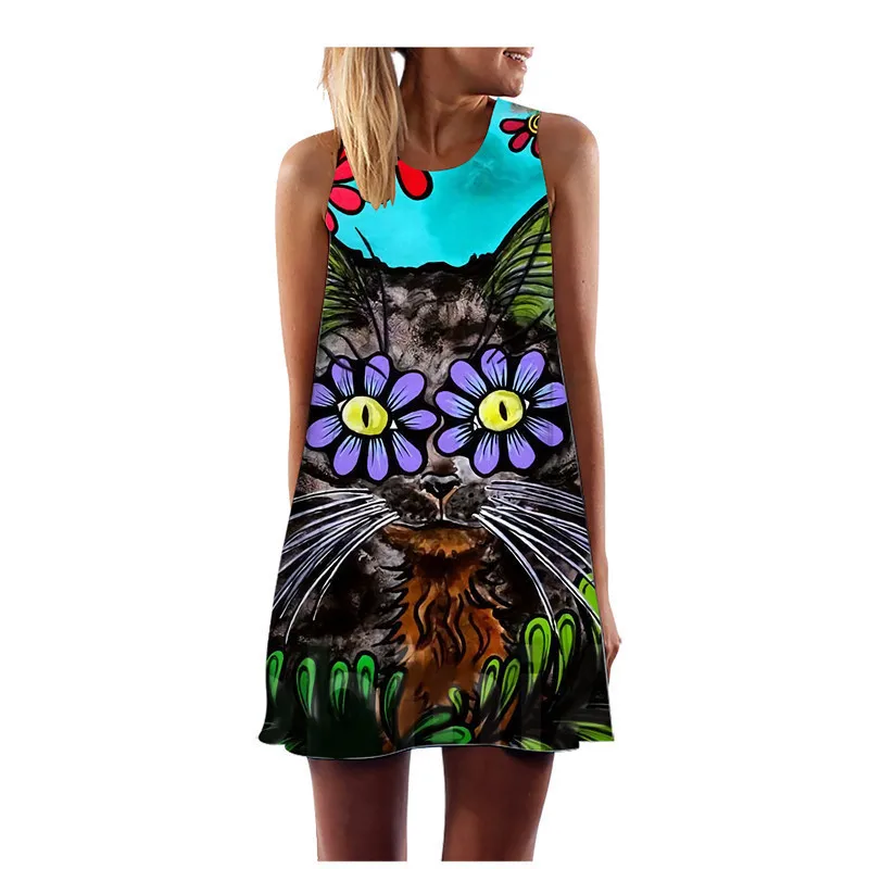 2022 New Funny Animal Print Dress Women Sleeveless Mini Dress Casual Summer Loose Sweet A-Line Dress
2022 New Funny Animal Print Dress Women Sleeveless Mini Dress Casual Summer Loose Sweet A-Line Dress