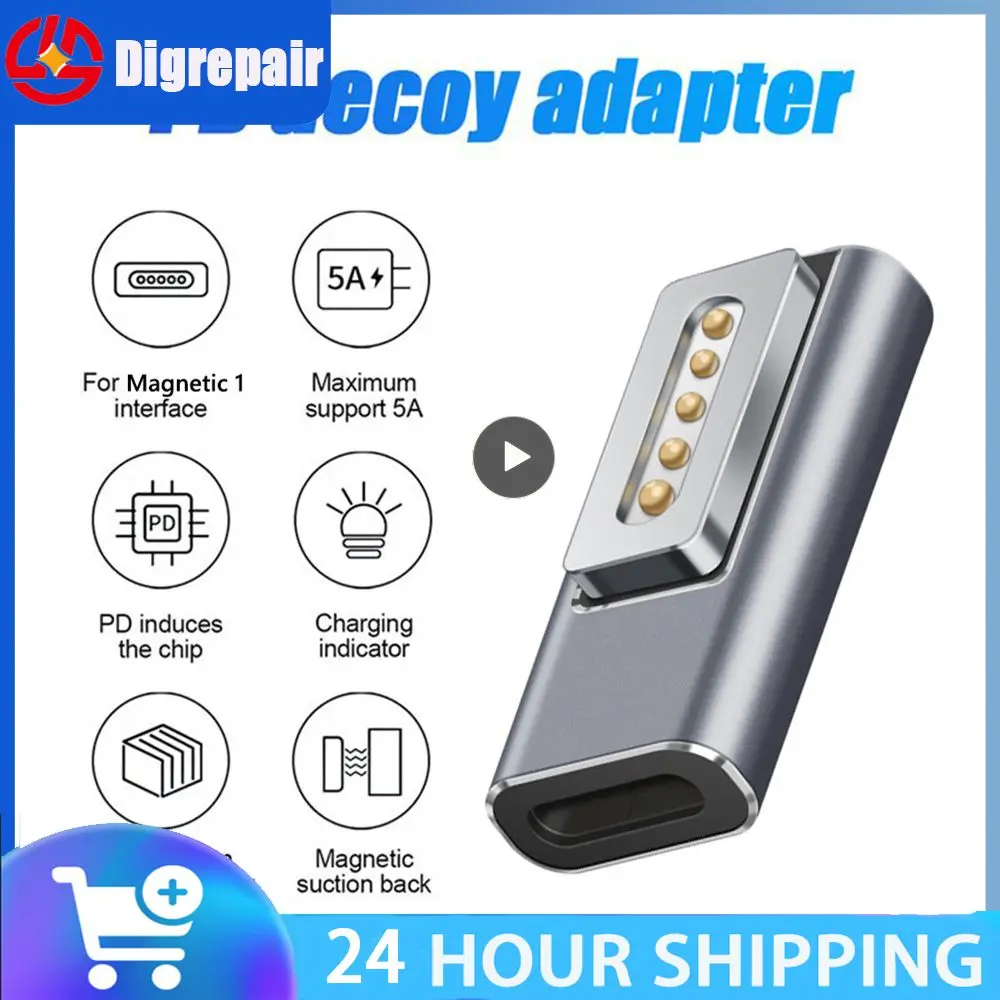 

Silver Gray Charging Quick Conversion Usb Adapter Support Pd Fast Charging Magnetic Interface 2 Connector Computer Cable
