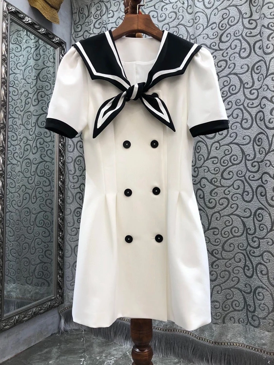 2022 new women fashion short-sleeved V-neck double-breasted age-reducing preppy slim elegant dress 510
2022 new women fashion short-sleeved V-neck double-breasted age-reducing preppy slim elegant dress 510