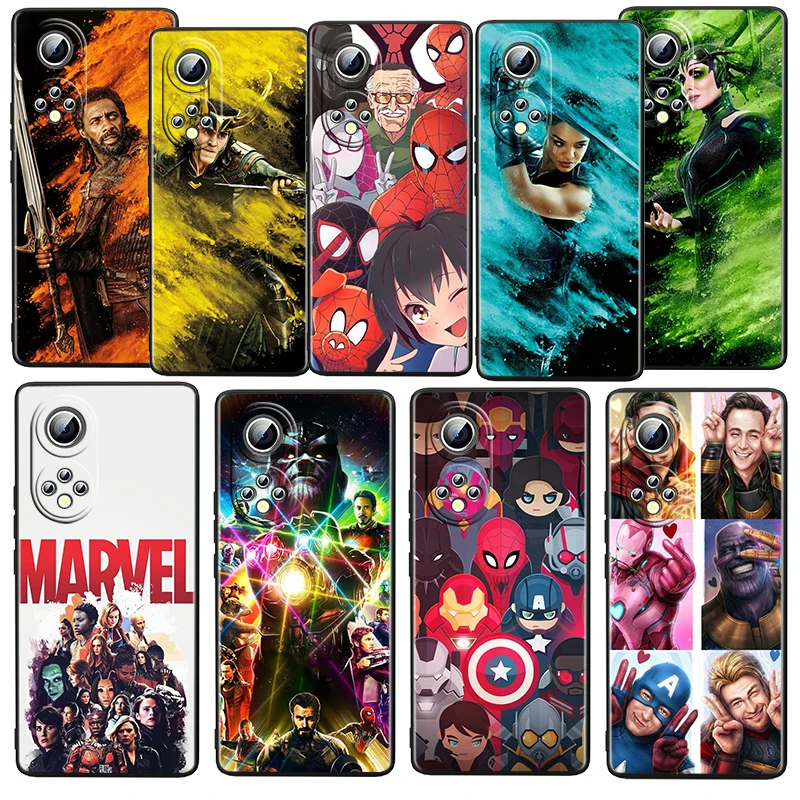 

Marvel Hero Spider-Man For Honor 60 50 20 SE Pro X30 10X 10i 10 9X 9A 8X 8A Lite Soft Silicone TPU Black Phone Case Cover Fundas